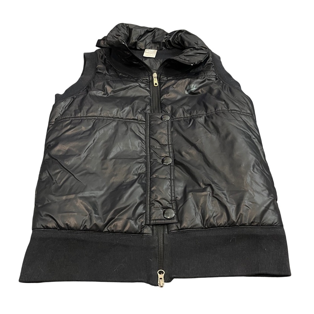 Nike Sportswear Puffer Vest Womens L 12-14 Black Quilted Full Zip 299302-010